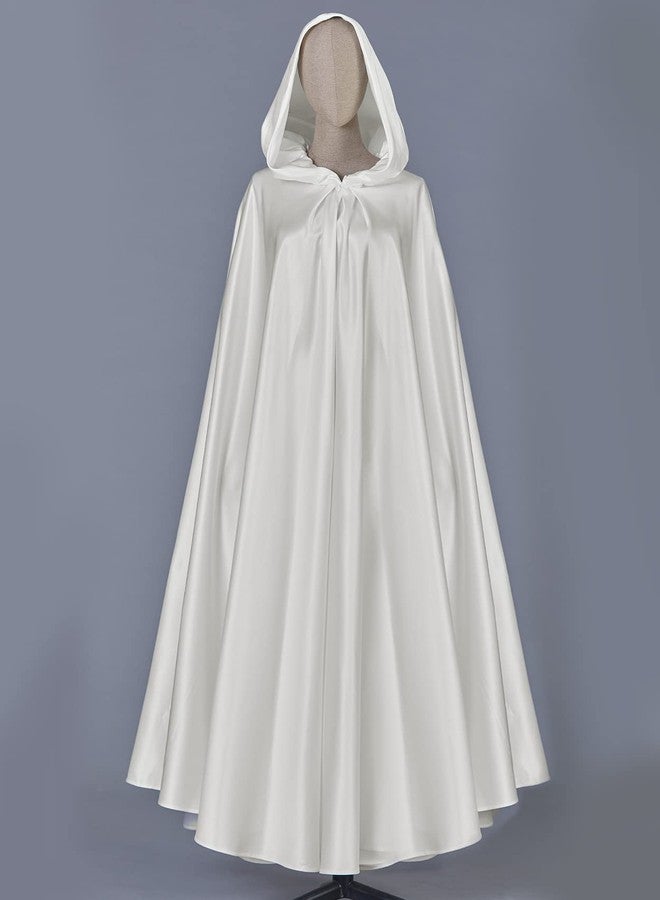 BEAUTELICATE Women's Wedding Hooded Cape Bridal Cloak Poncho Full Length Light Ivory - Image 2